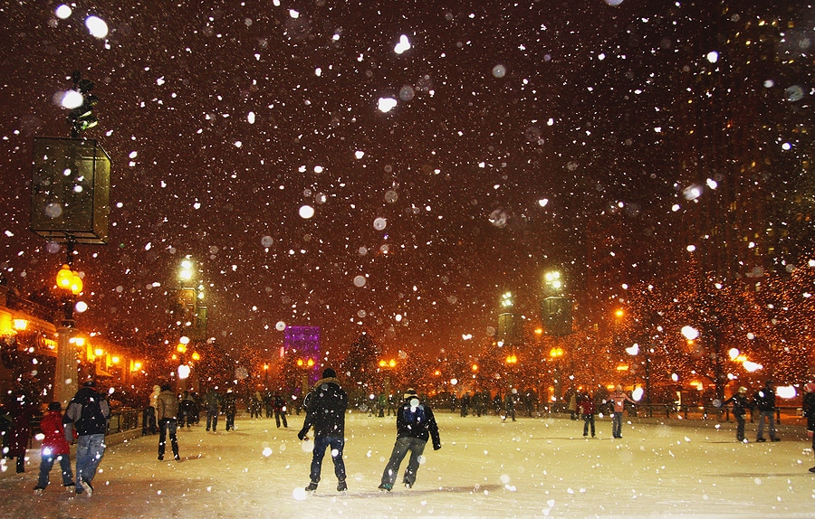 Ice skating in downtown Chicago